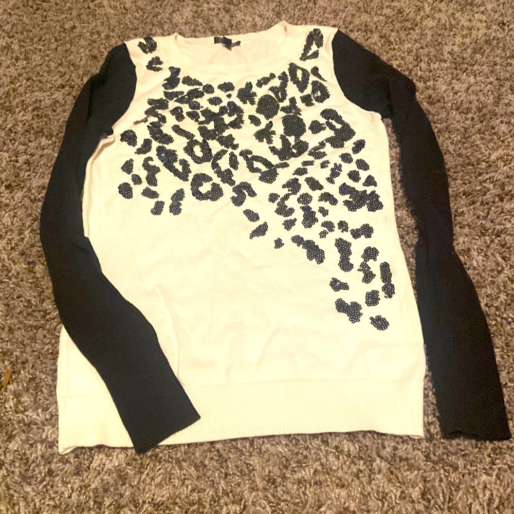 Express Sequin Leopard Print Sweater